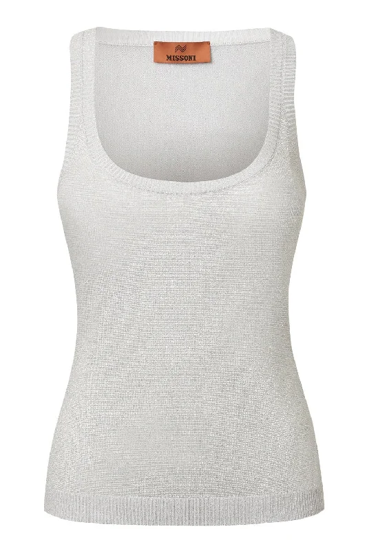 Top Pick Scoop Neck Tank - Silver