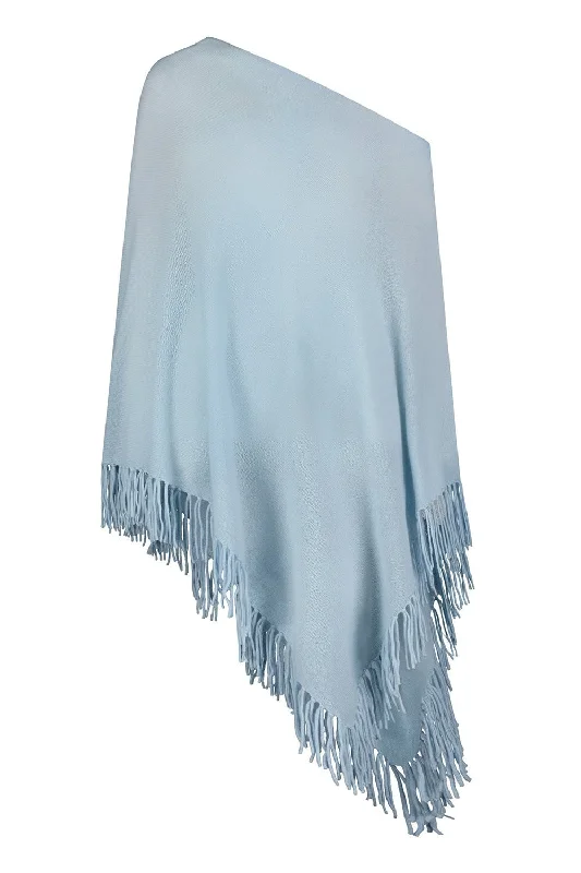 Today Only Ruana Fringe Poncho - Baby Blue