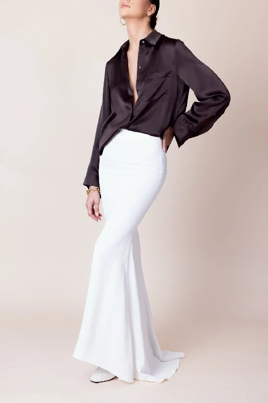 Final Clearance Boyfriend Silk Shirt - Turkish Coffee