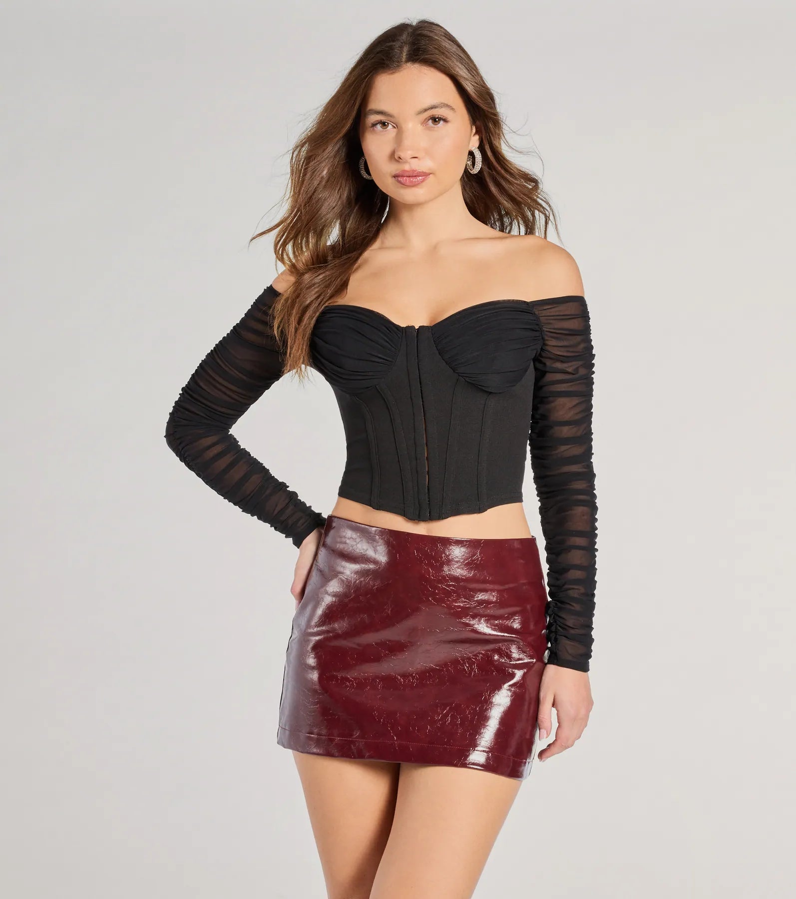 Weekend Deals That Wow Downtown Looks Long Sleeve Mesh Bustier