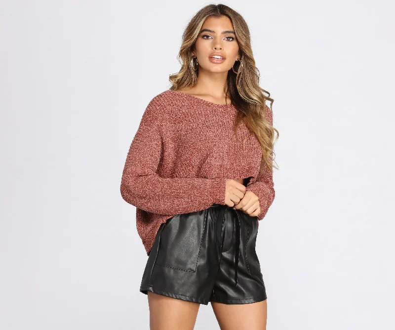 Take Advantage Cutie In A Chenille Cropped Sweater