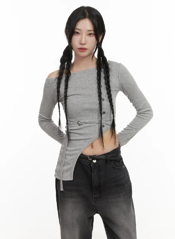 Weekend Deals That Excite One Shoulder Unbalanced Crop Top CD409