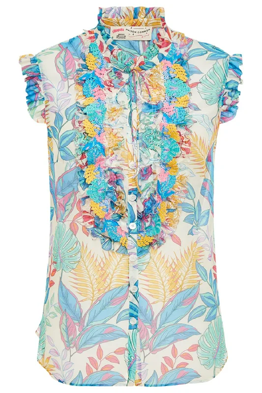 Unbeatable Deal Sleeveless Palm Print Blouse