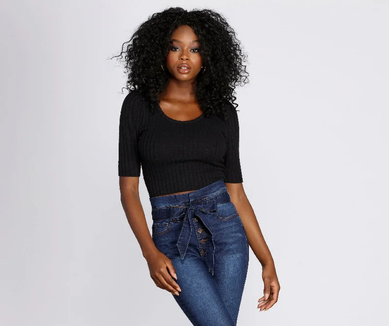 Weekend Savings Spectacular Strut Your Puff Pointelle Crop Top