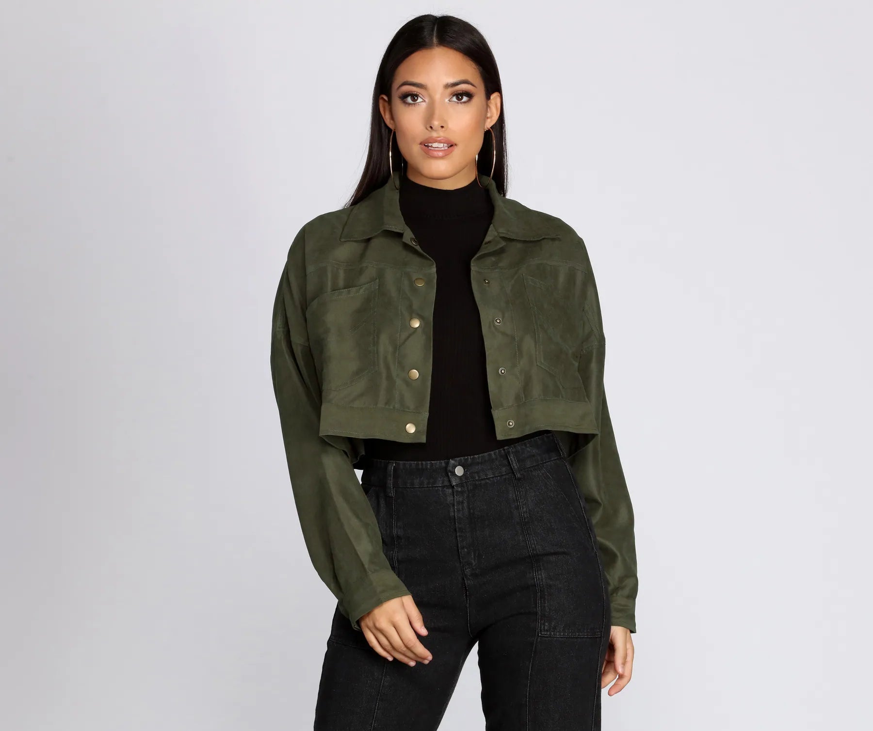 Reduced Price Cropped And Collared Lightweight Jacket