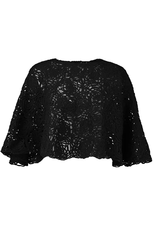 Can't Resist Crochet Poncho - Black