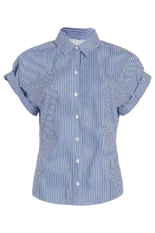 Bargain Alert Button Down Rolled Sleeve Top