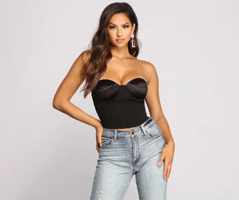 Weekend Shopping Bliss Iconic Cropped Satin Bustier