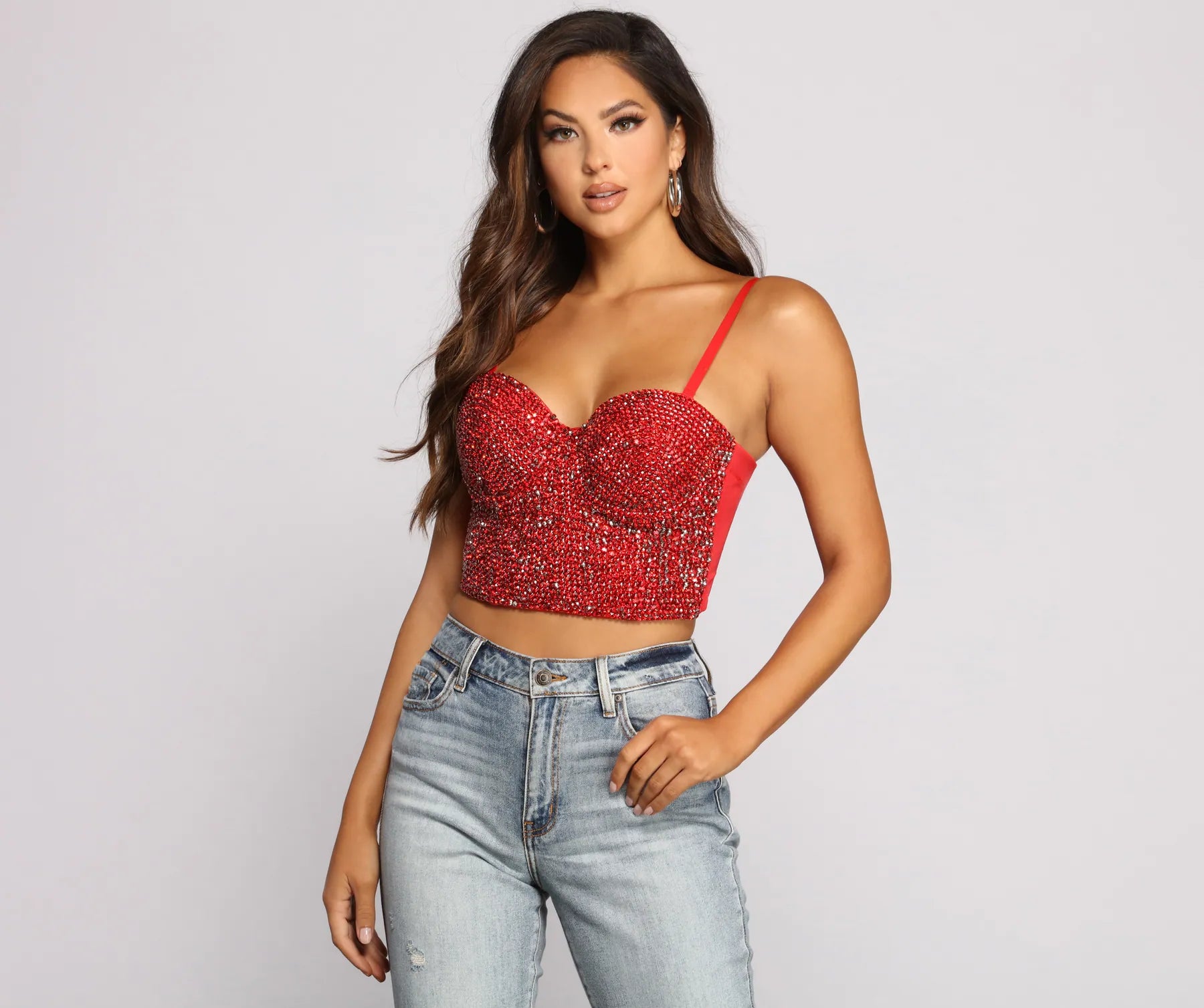Year-End Sale Daring Rhinestone Diva Cropped Bustier