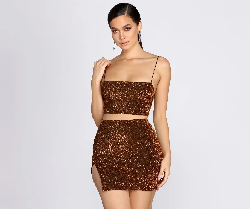 Weekend Discounts Worth Grabbing Glitter Queen Knit Crop Top