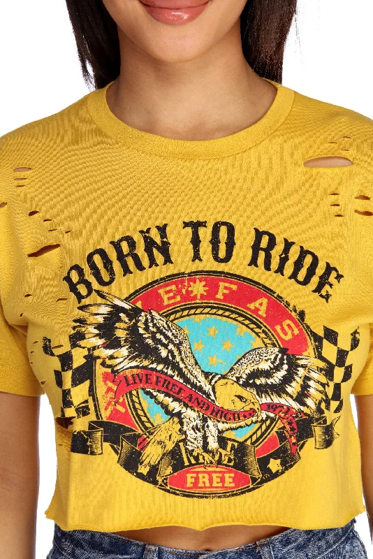 Overstock Sale Born To Ride Cropped Tee
