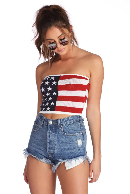 Weekend Offers That Impress Stars And Stripes Crop Top