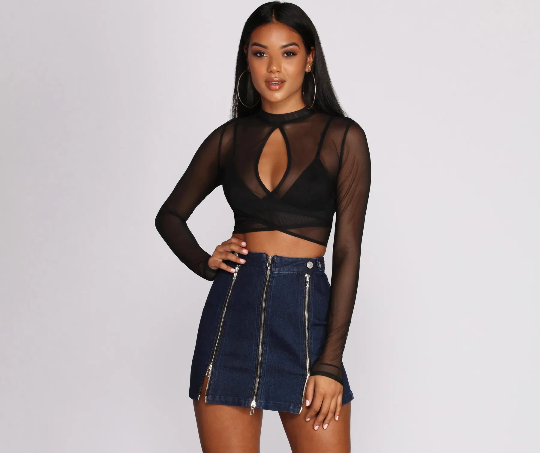Savings Soar This Weekend Key Figure Mesh Crop Top
