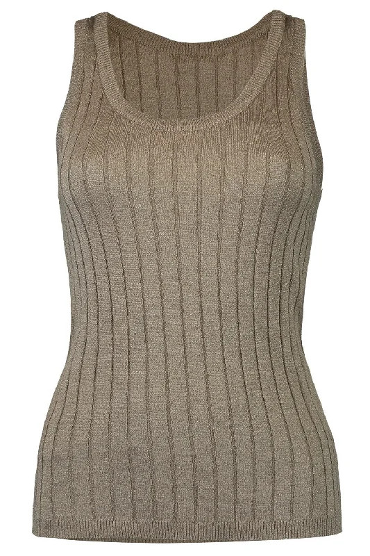 Weekend Specials Just for You Lurex Wide Rib Tank - Medium Brown