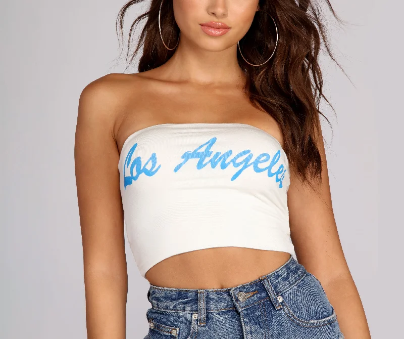 Weekend Bargains Await You Los Angeles Graphic Tube Top