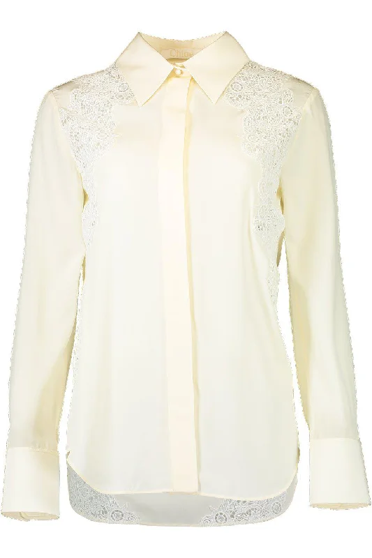 Celebrate the Weekend with Discounts Long Sleeve Button Down Blouse - Coconut