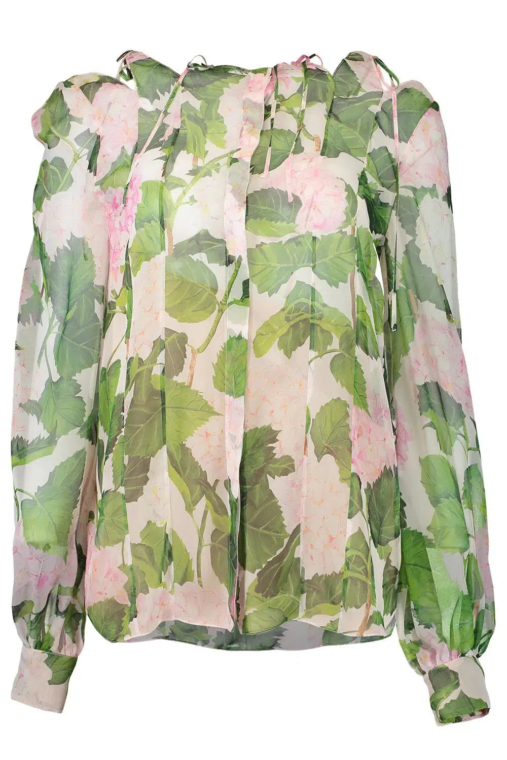 Final Offer Tie Neck Hydrangea Blouse