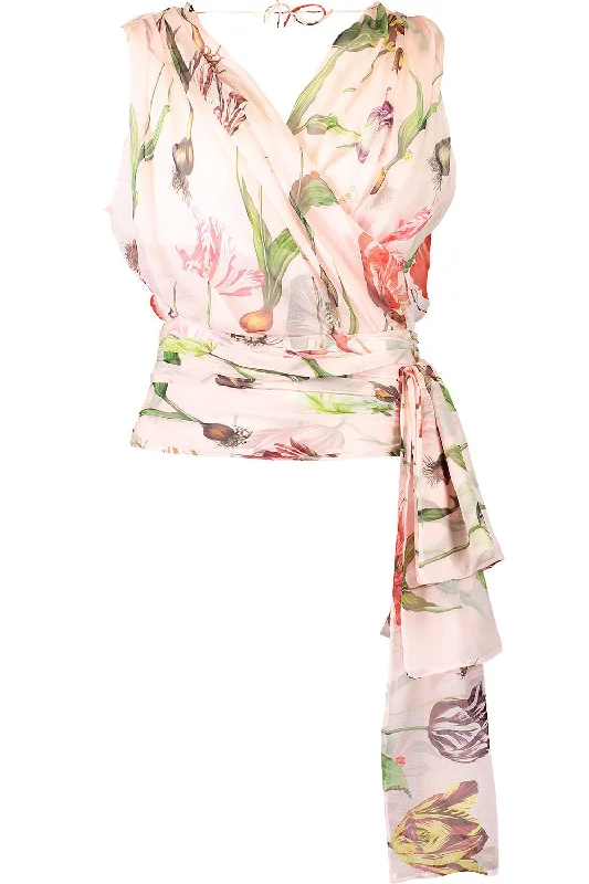 Weekend Offers That Impress Sleeveless Tulip Chiffon Top