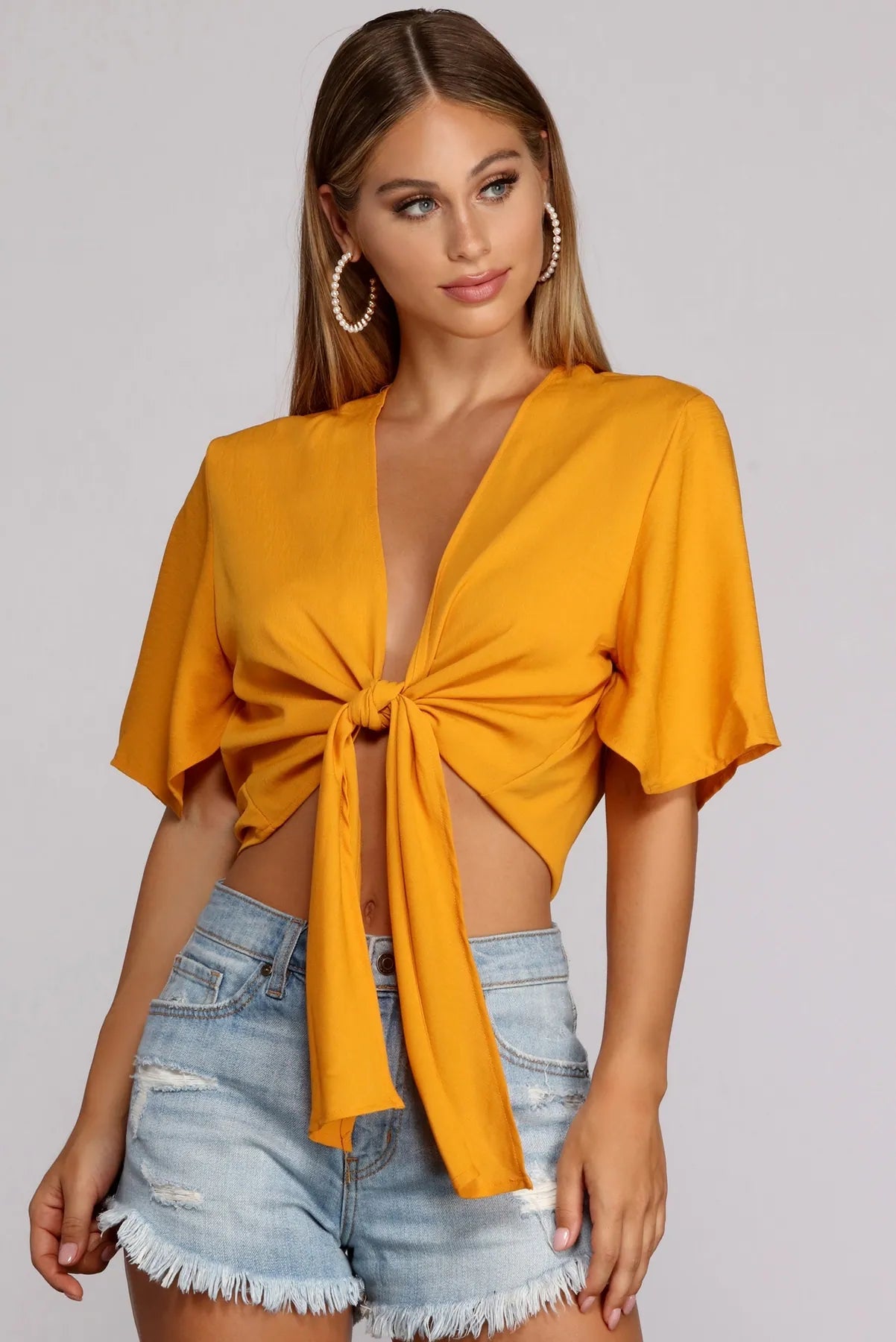 One-Day Only Go With The Flow Tie Front Top