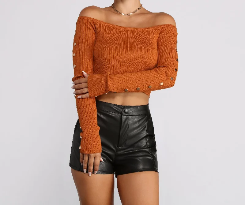 Unmissable Sale Off To Better Places Button Knit Crop Top