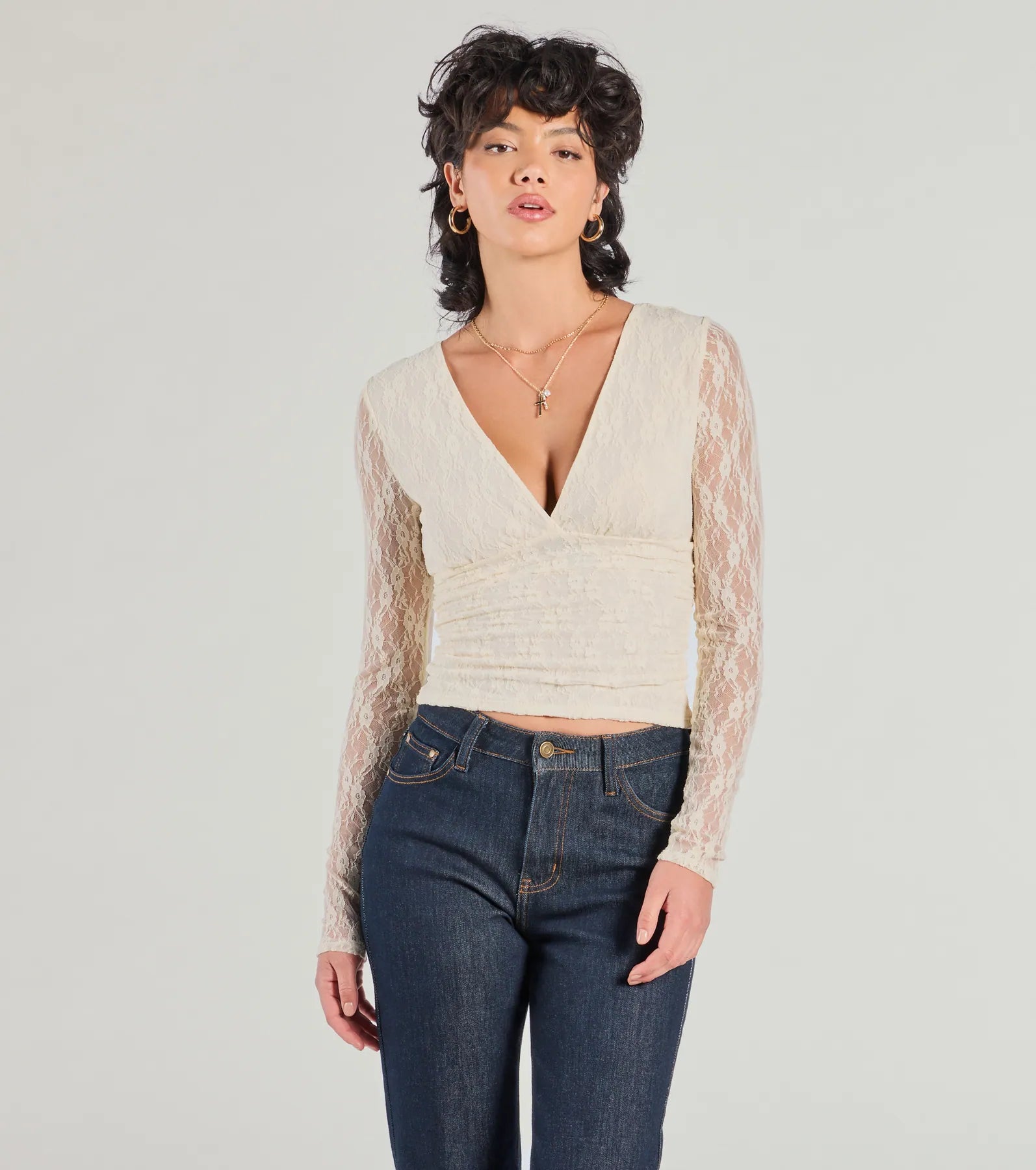 Weekend Deals That Thrill Modern Romance Lace Tie-Back Crop Top