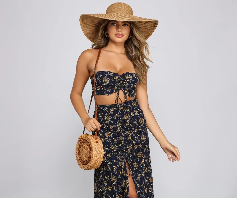 Special Offer Ditsy Floral Ruched Tube Top