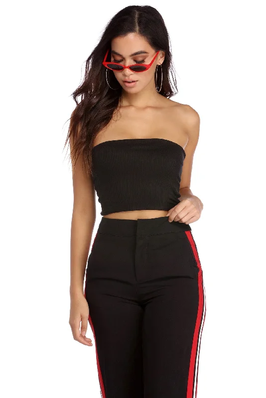Take Action Basic Ribbed Cropped Tube Top
