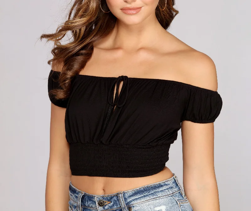 Great Deal Smocked For Summer Crop Top