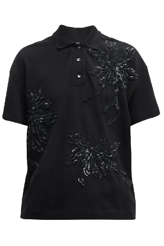 Limited Offer Embroidered Flower Polo - Nero