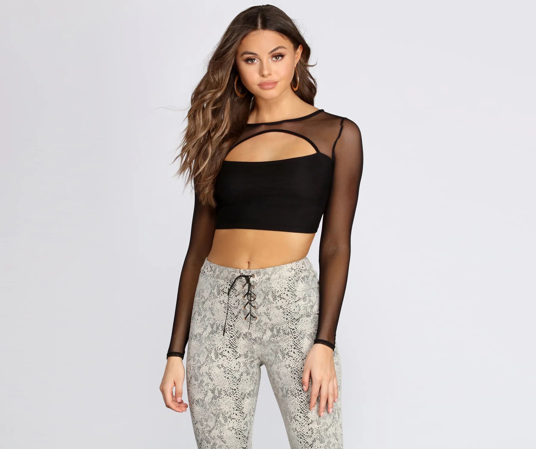 Final Clearance Cut Out Mesh Crop Top