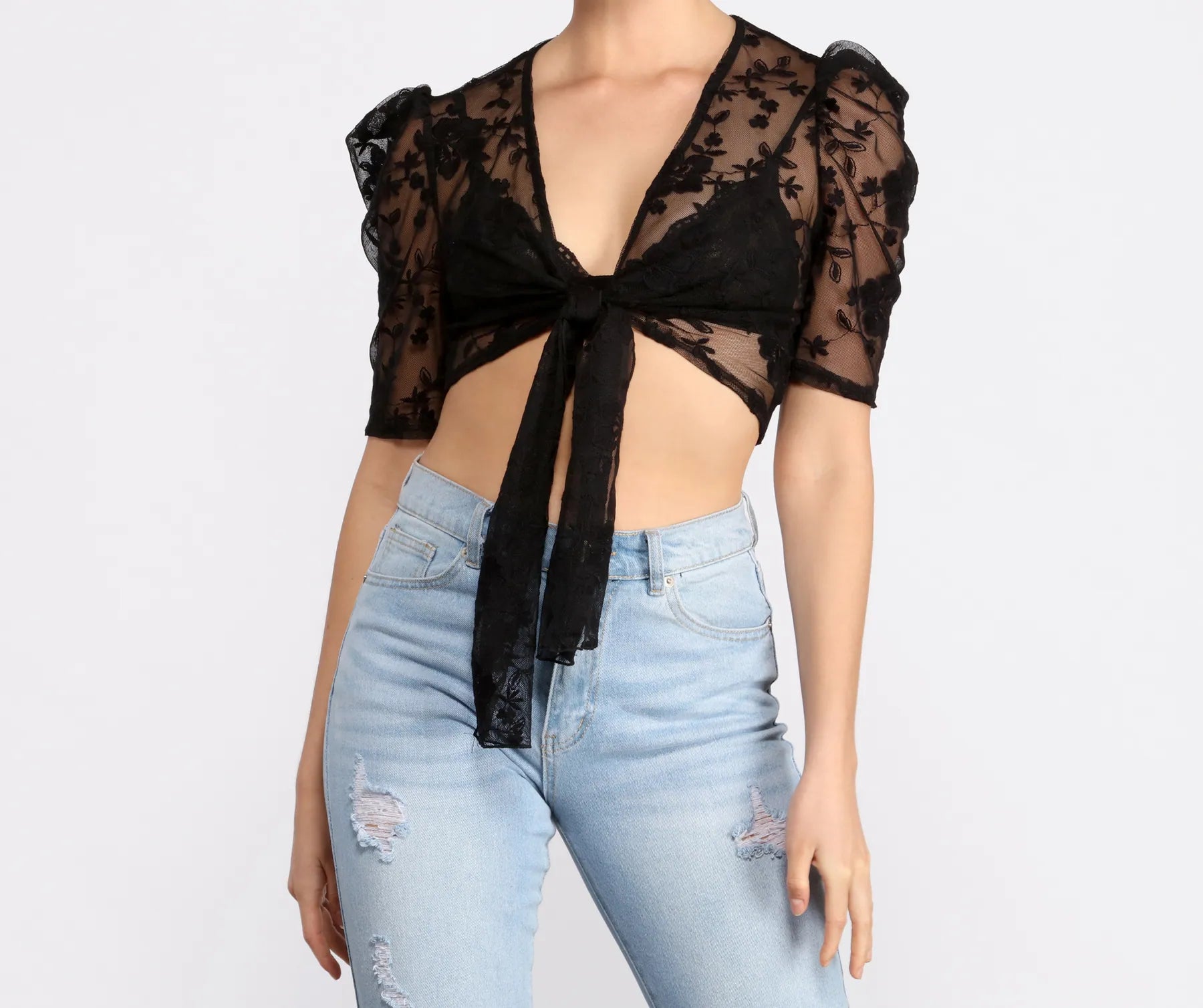 Weekend Steals Await Floral Stunner Tie Front Top