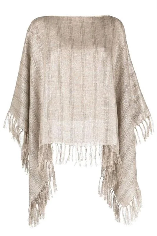 Weekend Bargains to Love Fringe Trim Stripe Poncho