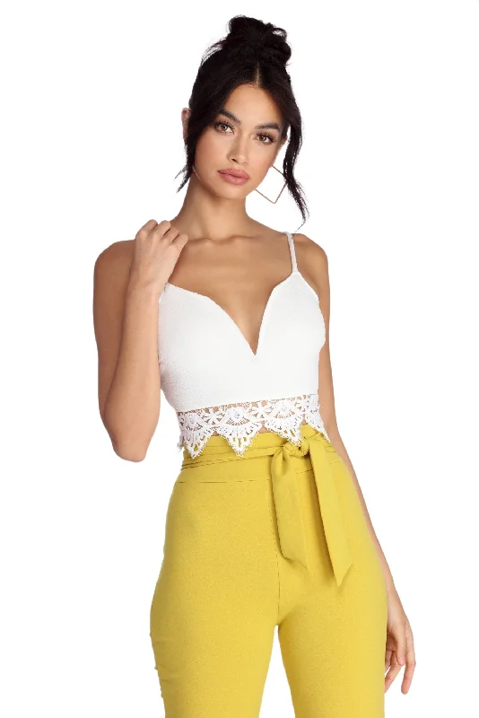 While Supplies Last Into You Crochet Trim Crop Top