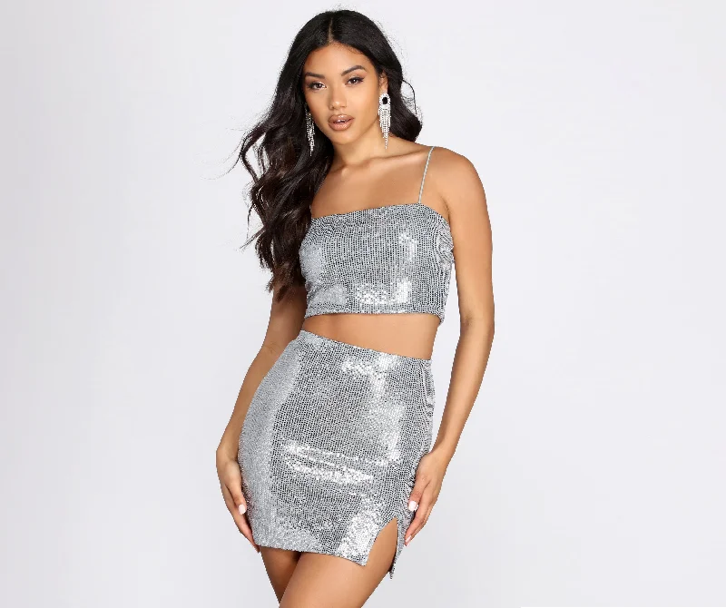 Midnight Madness Sequin Star Cami Crop Top