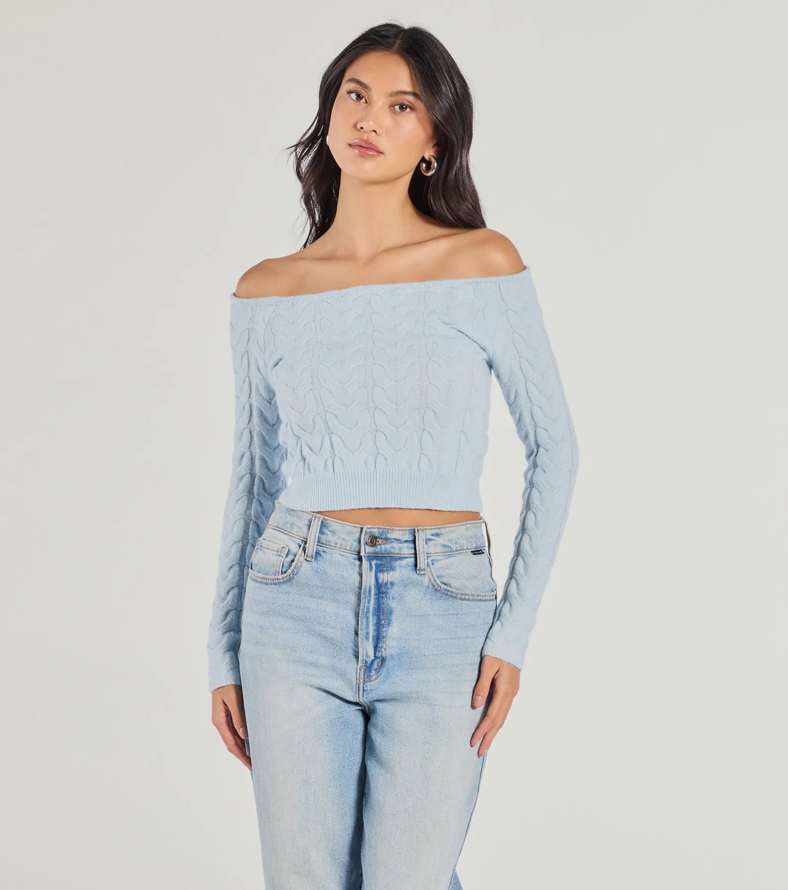 Weekend Savings Delight Cozy Cutie Off-The-Shoulder Cable Knit Top