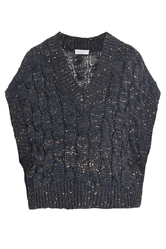 Value Deals Paillette Cable Knit Vest