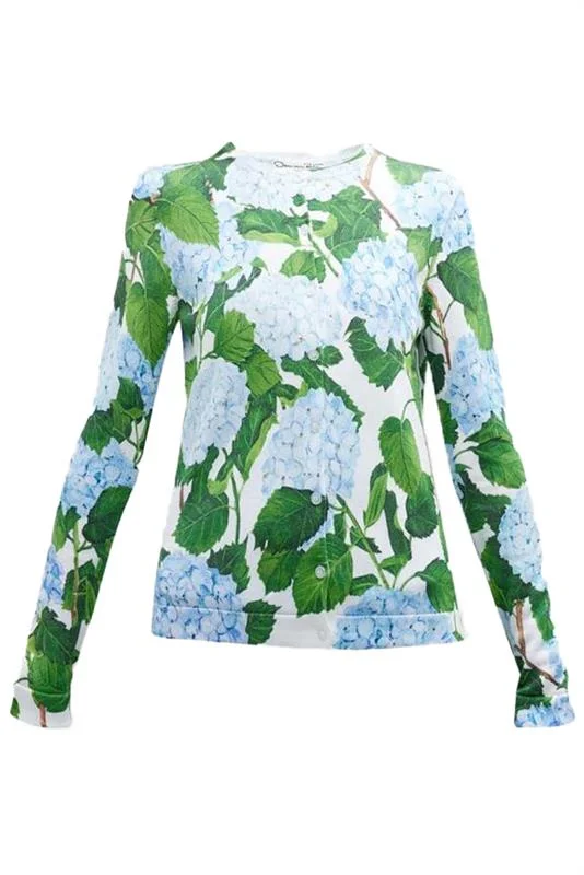 Weekend Savings Delight Hydrangea Printed Cardigan