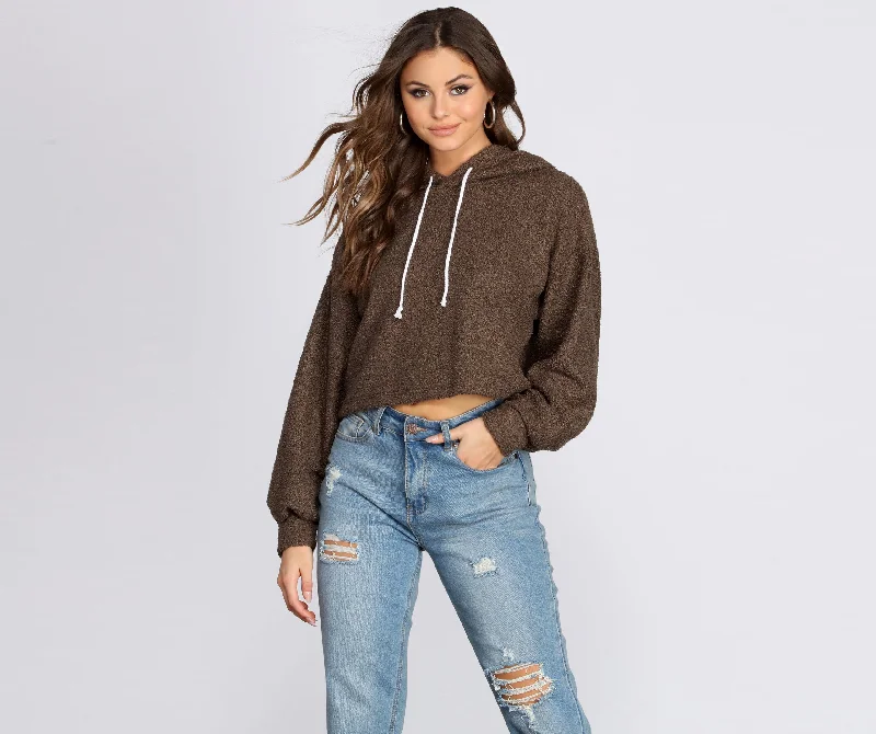 Weekend Discounts to Grab Casually Cozy Cropped Hoodie