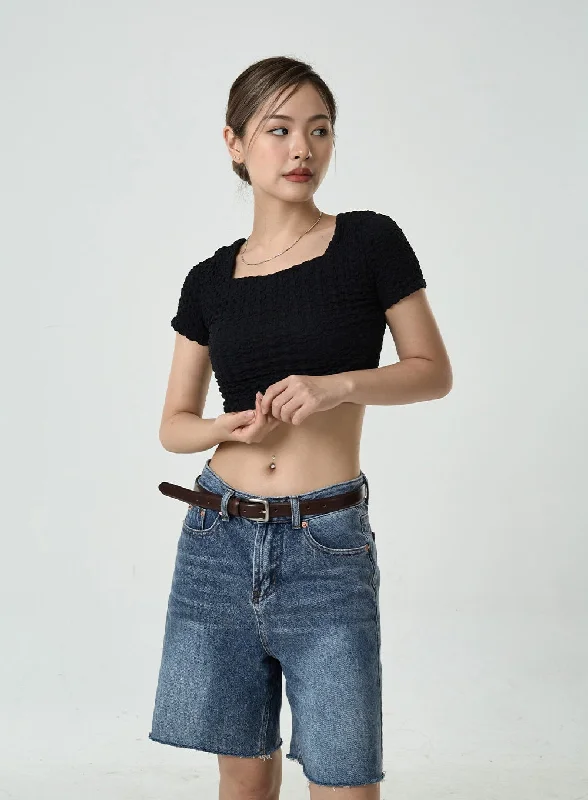 Weekend Savings Bonanza Wrinkled Square Neck Crop Top CU6