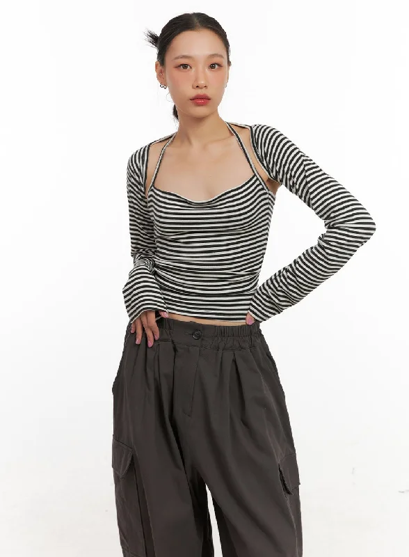 Weekend Bargains to Snag Stripe Bolero Crop Top CD410