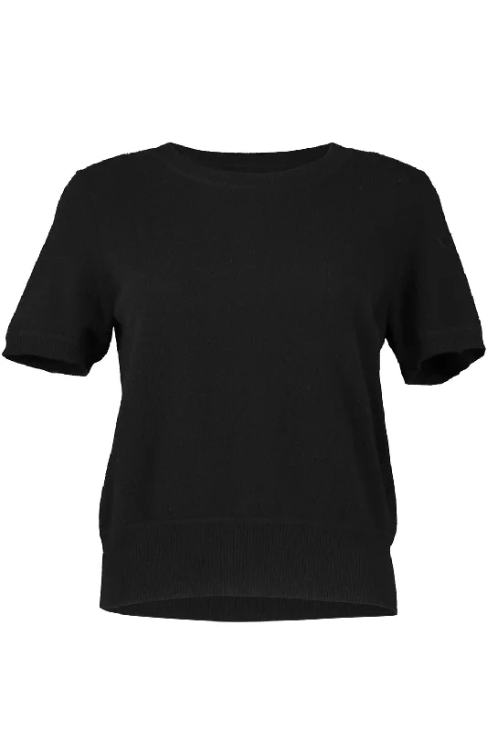 Hurry Up Short Sleeve Cropped Pullover - Black