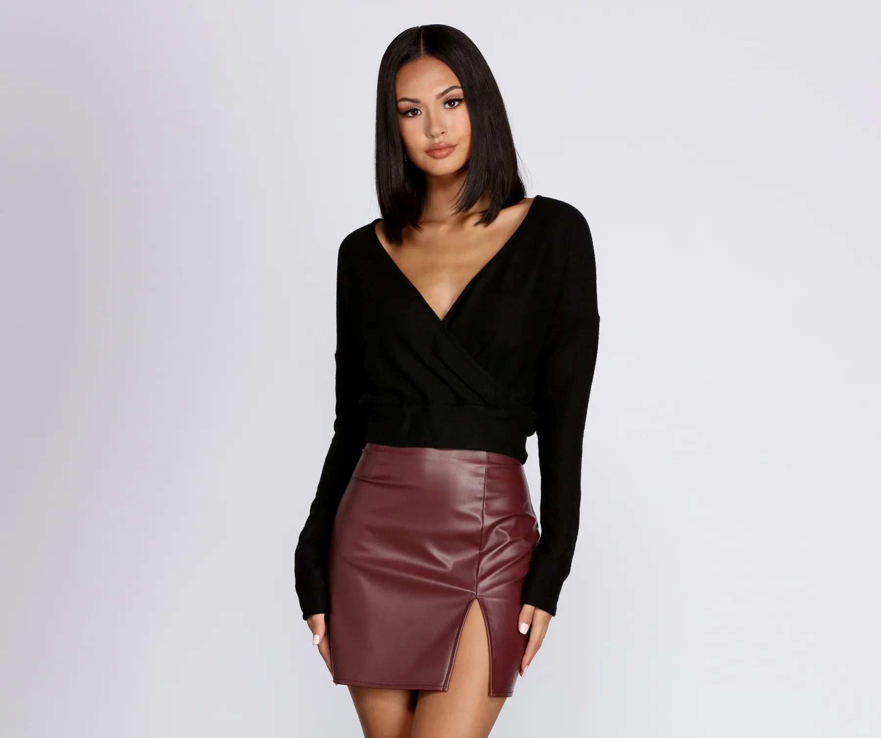 Year-End Sale Wrapped In Knit Crop Top