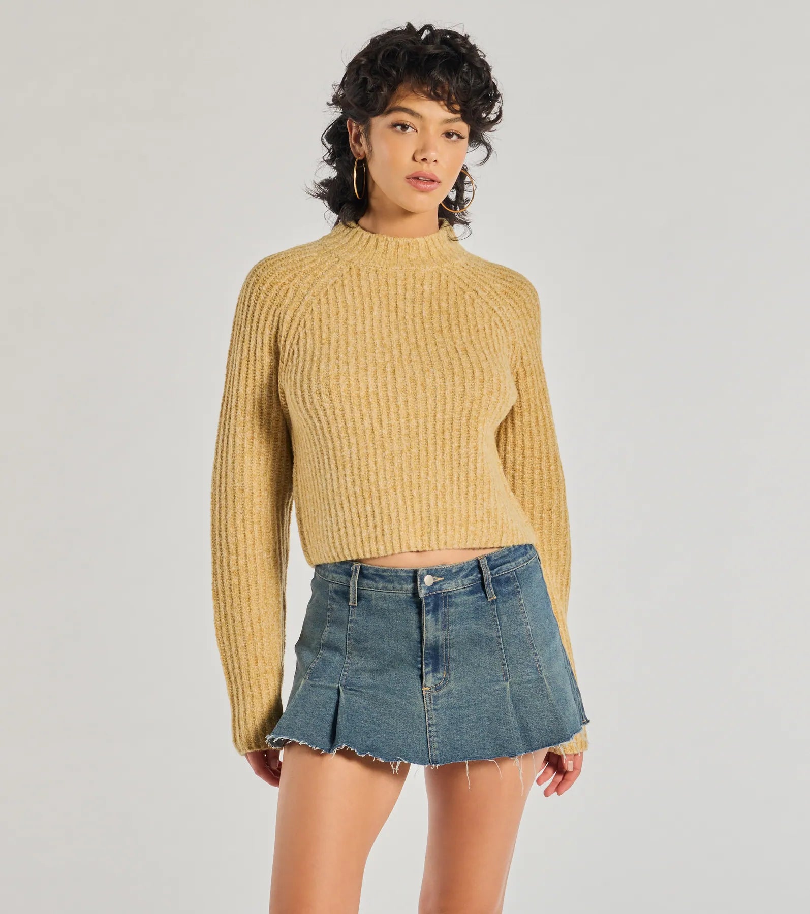 Weekend Shopping Bliss Stylishly Casual Mock Neck Knit Sweater