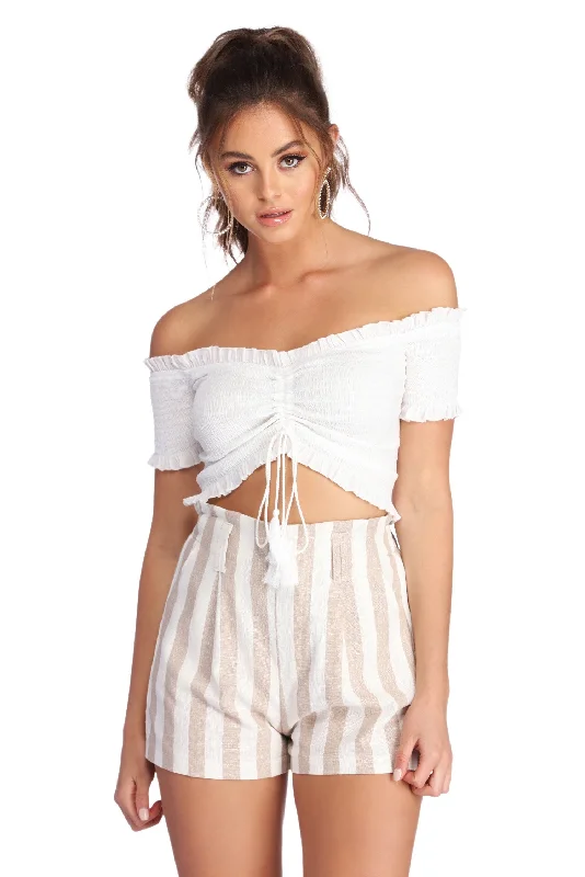 Weekend Discounts to Delight Smocked And Cropped Top