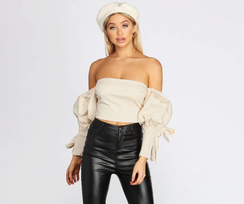 While Supplies Last Off The Shoulder Balloon Sleeve Top