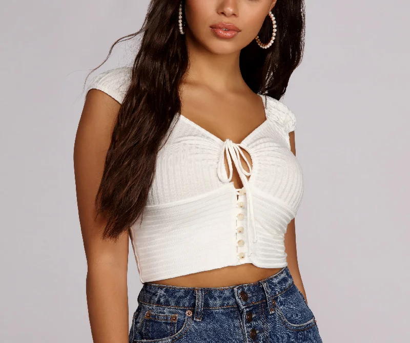 Massive Deal New Rules Button Crop Top