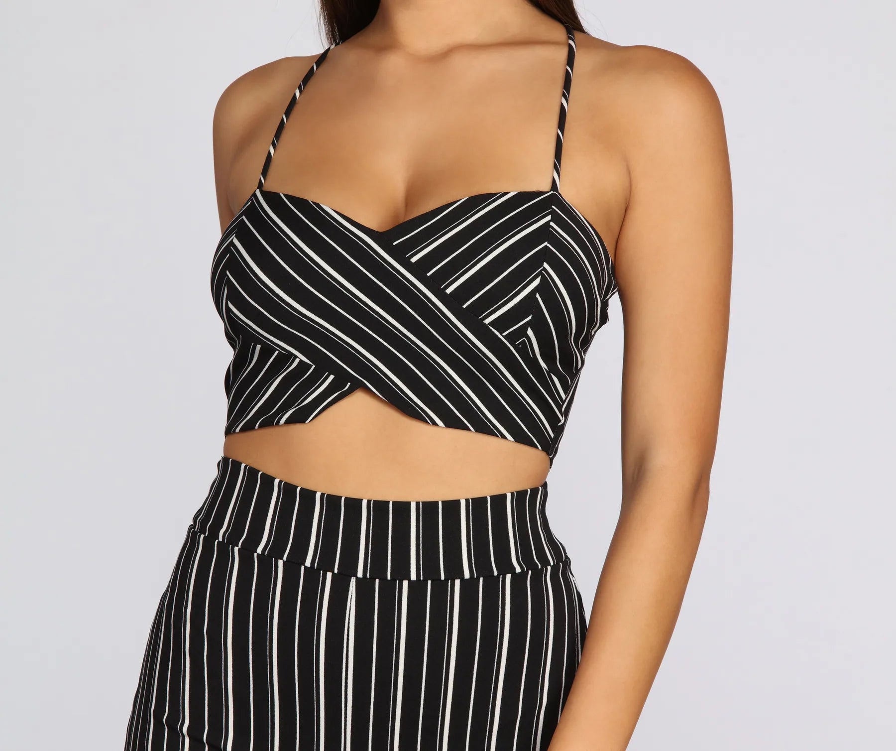 Weekend Deals That Please Sleek In Stripes Crop Top