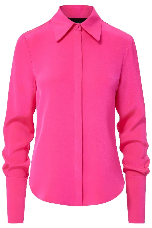 Weekend Specials You Can't Miss Silk Button Down Shirt - Pink Glo