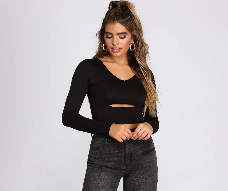 Value Pack Cut Out Knit Crop Top