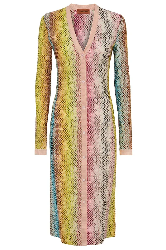 Weekend Steals Await Vertical Print Long Cardigan